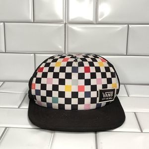 VANS Multicolored Checkered SnapBack With Black Rim; Preloved